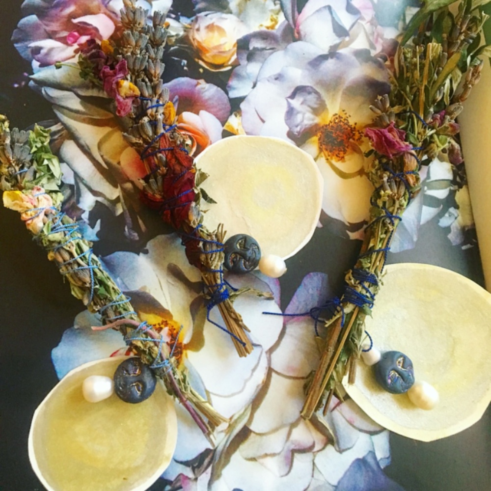Purple moon botanical wands- handmade florals lavender organic smudge stick